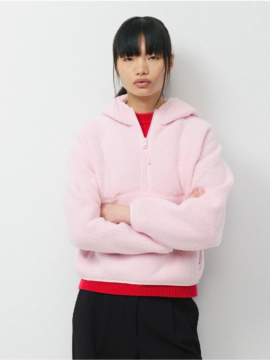 Aritzia Jackets & Blazers - Aritzia Plush Half‑Zip Teddy Hoodie Jacket - Light Pink